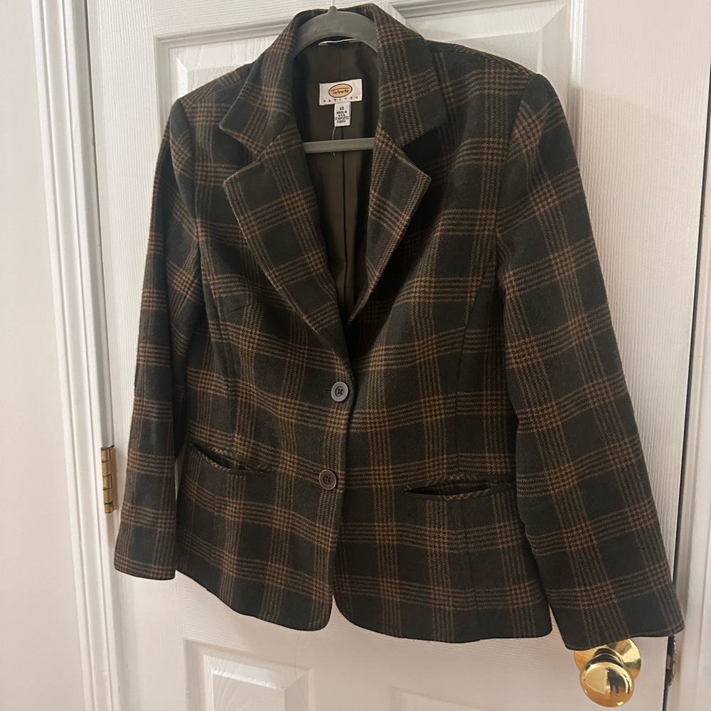 Talbots Women's Italian Wool Plaid Lined Blazer size 10